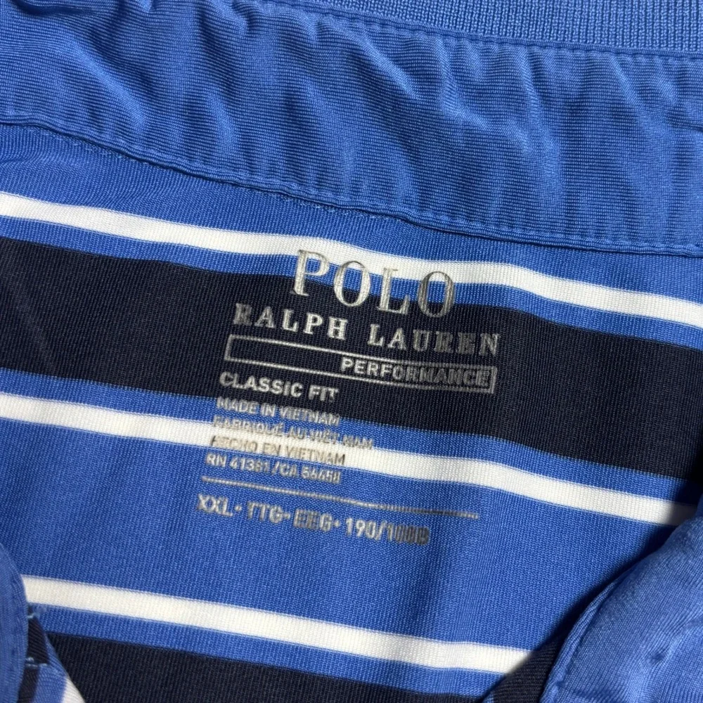 Polo Ralph Lauren Performance Polo Mens XXL Blue Striped Classic Fit Shirt